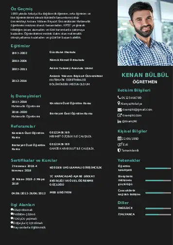Öğretmen Cv Örnekleri cv indir